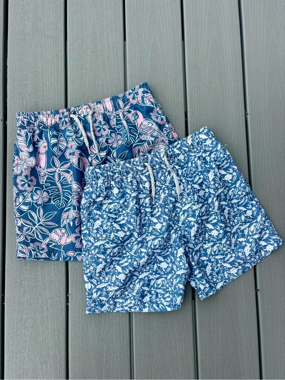 Surf Style Boys Size 10 Swim Trunks Set Tropical & Ocean Life Cut Out Liner